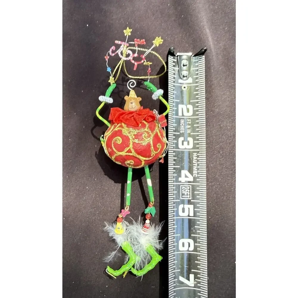 Vintage Katherines Collection Dangle Leg Joy Bear Christmas Ornament Rare! -K2